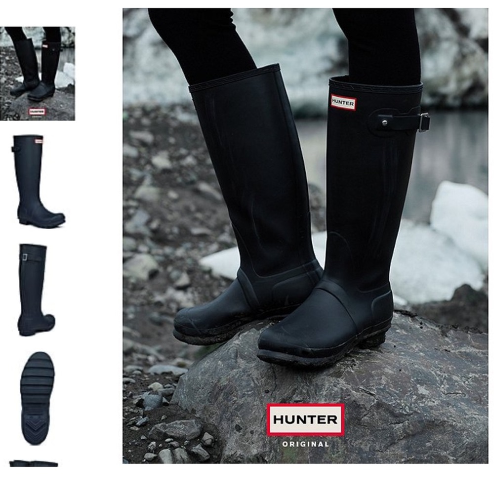 Hunter Original Back Adjustable Rain Boots Unisex Mens Size 6 and Womens Size 7